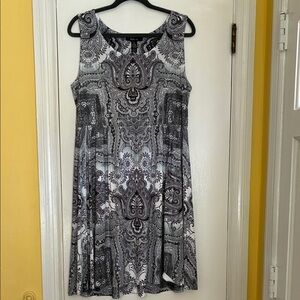 Style&Co black, grey and white print dress